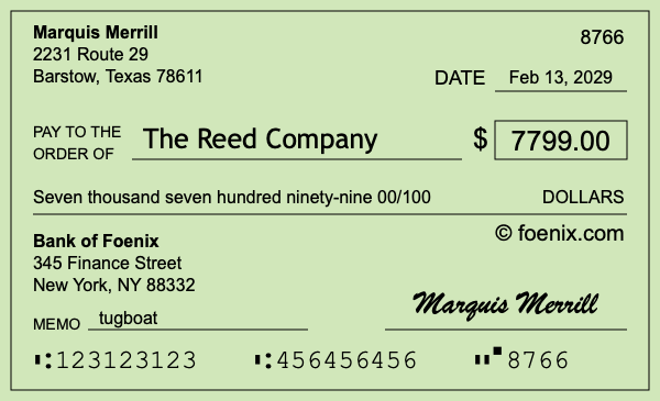 How to write a check for $7,799