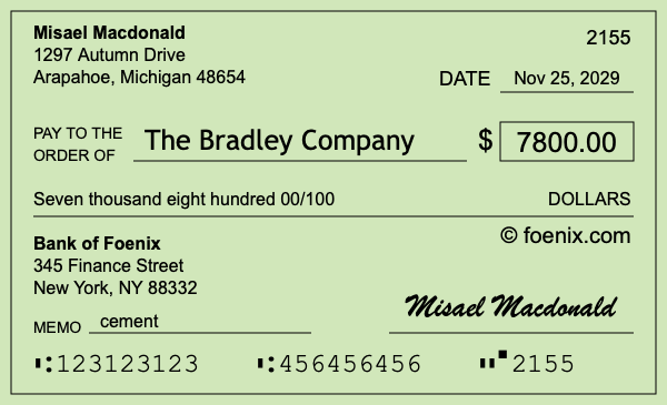 How to write a check for $7,800
