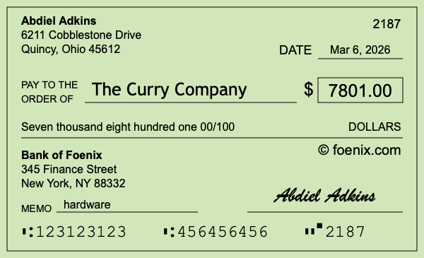 How to write a check for $7,801
