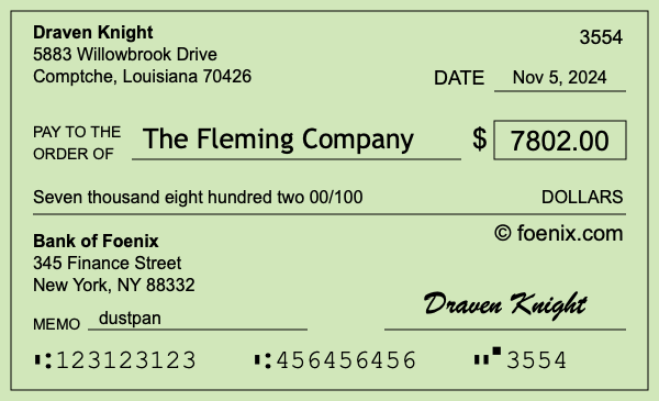 How to write a check for $7,802