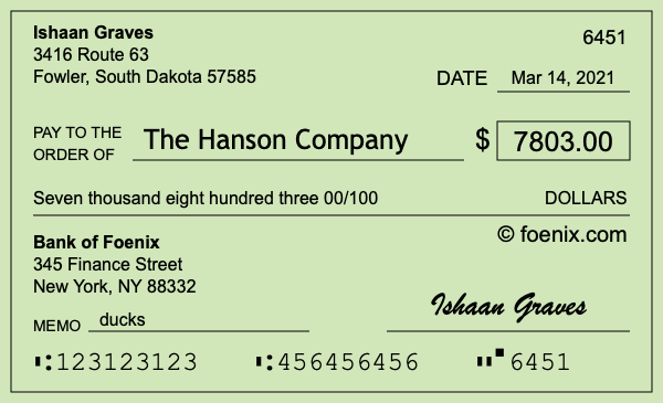 How to write a check for $7,803
