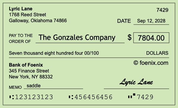 How to write a check for $7,804