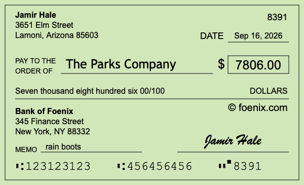 How to write a check for $7,806
