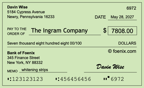 How to write a check for $7,808