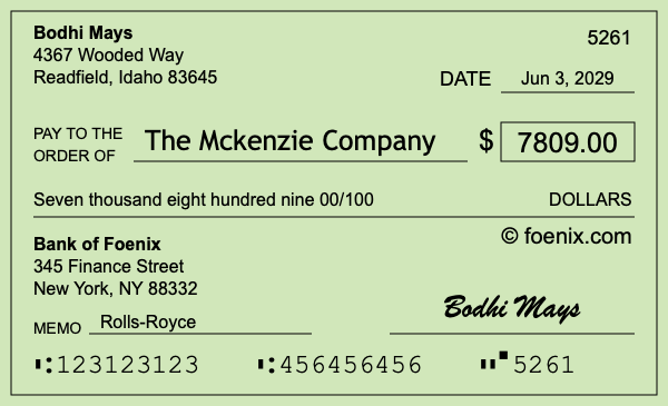 How to write a check for $7,809
