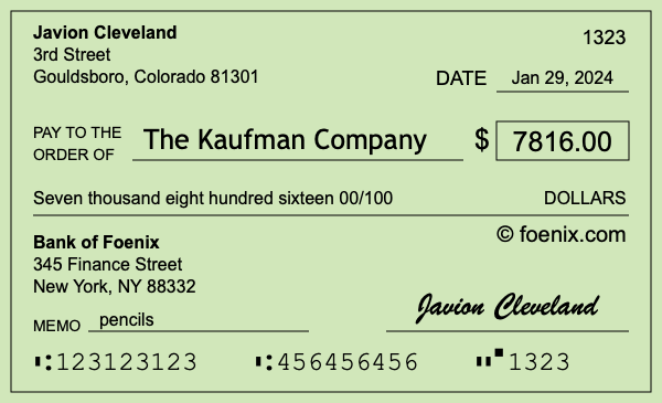 How to write a check for $7,816