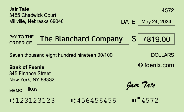 How to write a check for $7,819