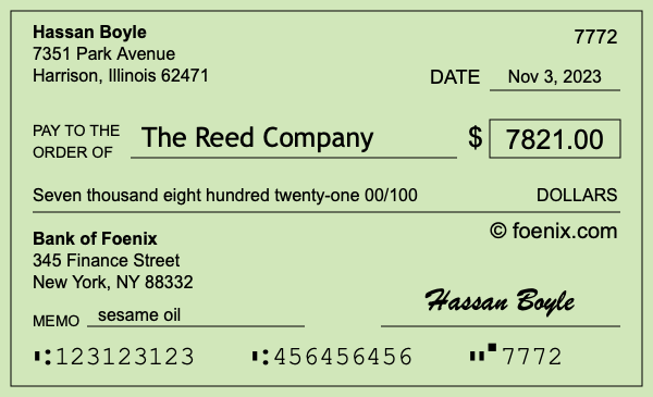 How to write a check for $7,821