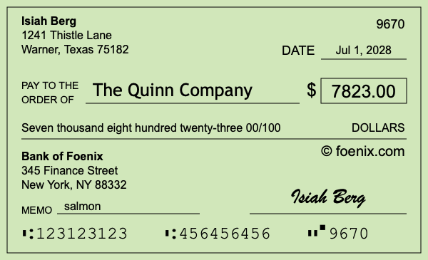 How to write a check for $7,823