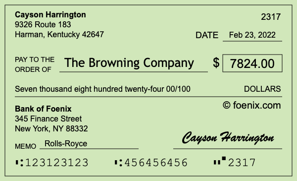 How to write a check for $7,824