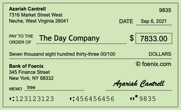 How to write a check for $7,833