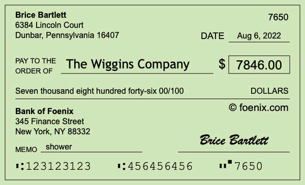 How to write a check for $7,846