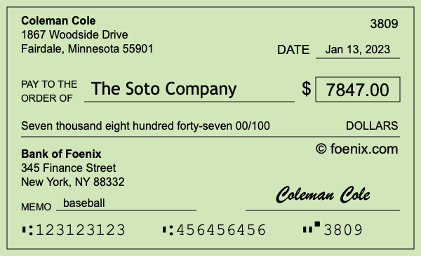 How to write a check for $7,847