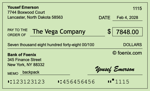 How to write a check for $7,848