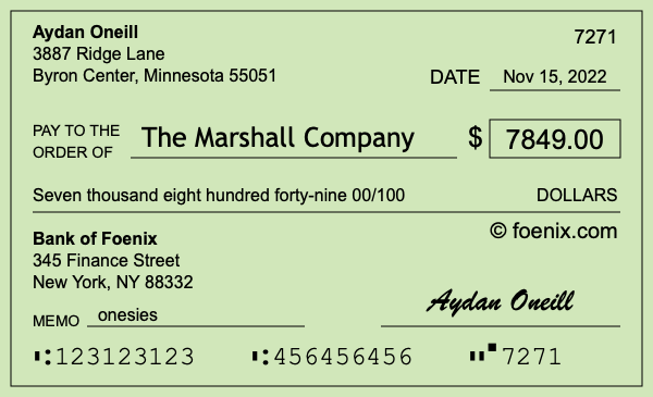How to write a check for $7,849