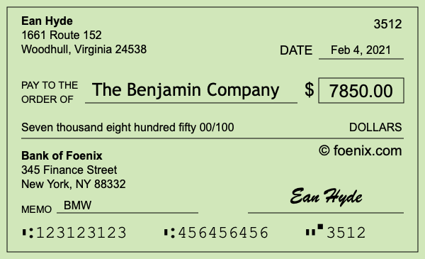 How to write a check for $7,850