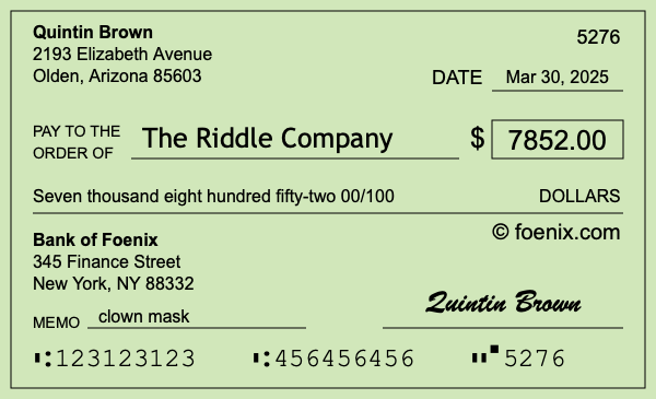 How to write a check for $7,852