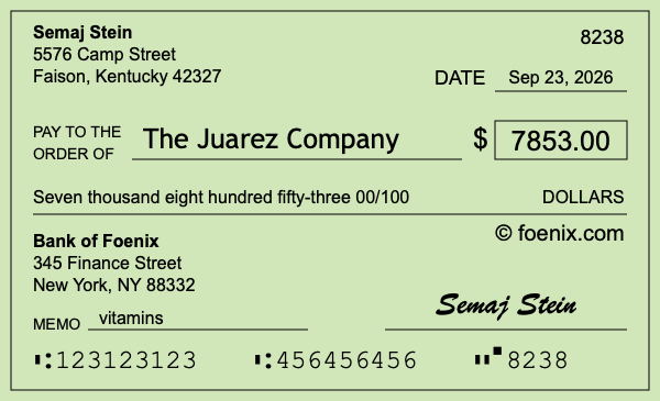 How to write a check for $7,853