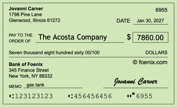 How to write a check for $7,860