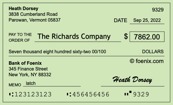 How to write a check for $7,862
