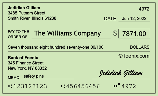 How to write a check for $7,871