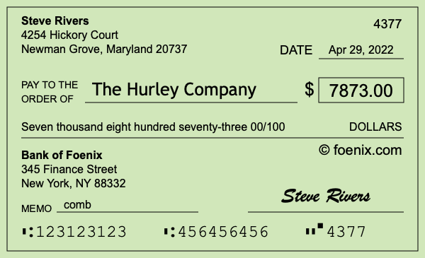 How to write a check for $7,873