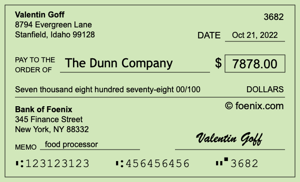 How to write a check for $7,878