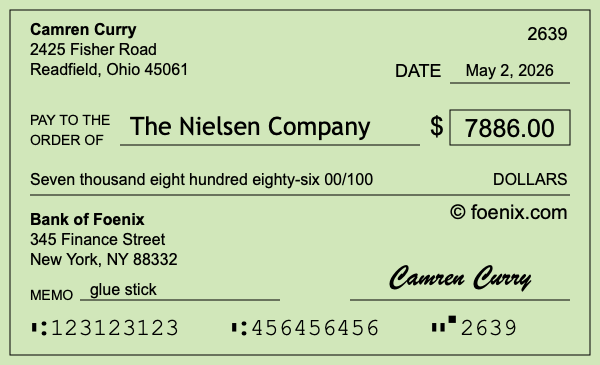 How to write a check for $7,886