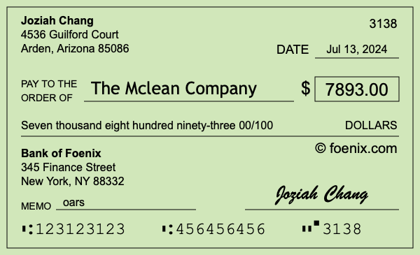 How to write a check for $7,893