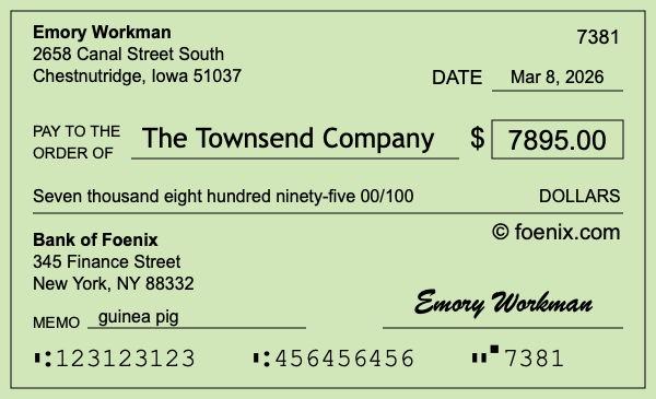 How to write a check for $7,895