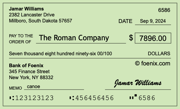 How to write a check for $7,896