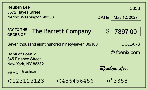 How to write a check for $7,897