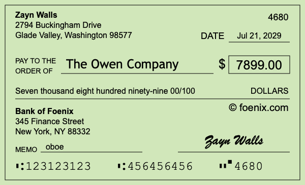 How to write a check for $7,899