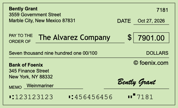 How to write a check for $7,901