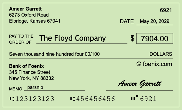 How to write a check for $7,904