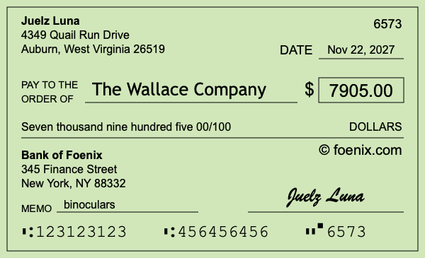 How to write a check for $7,905