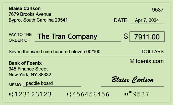 How to write a check for $7,911