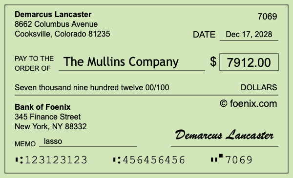 How to write a check for $7,912