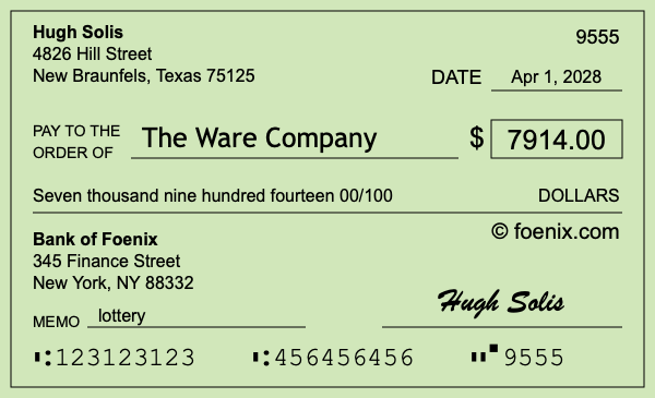 How to write a check for $7,914