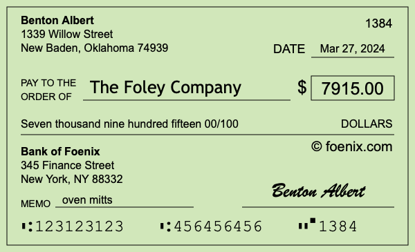 How to write a check for $7,915