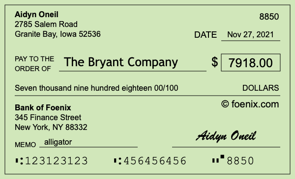 How to write a check for $7,918