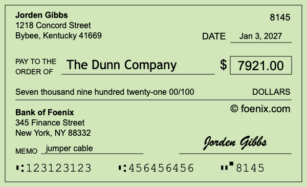 How to write a check for $7,921