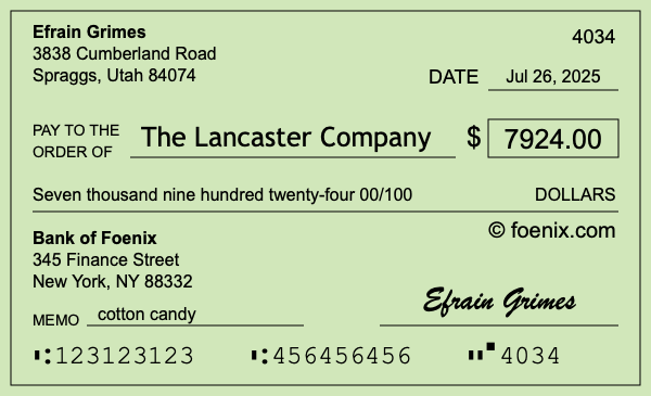 How to write a check for $7,924