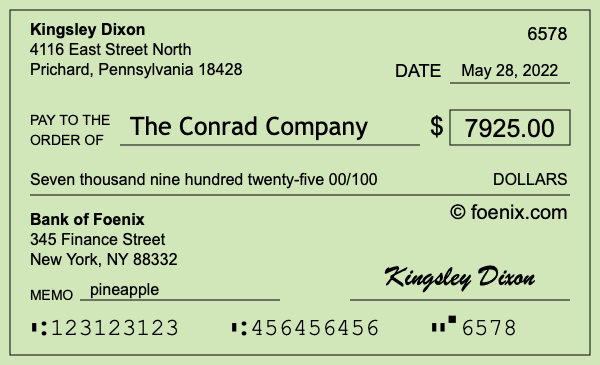 How to write a check for $7,925