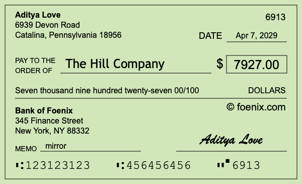 How to write a check for $7,927