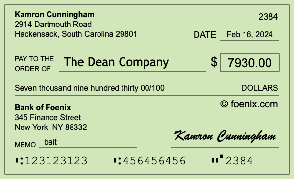How to write a check for $7,930