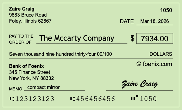 How to write a check for $7,934