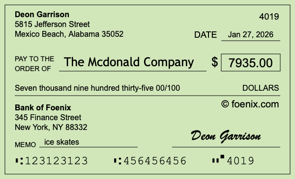 How to write a check for $7,935