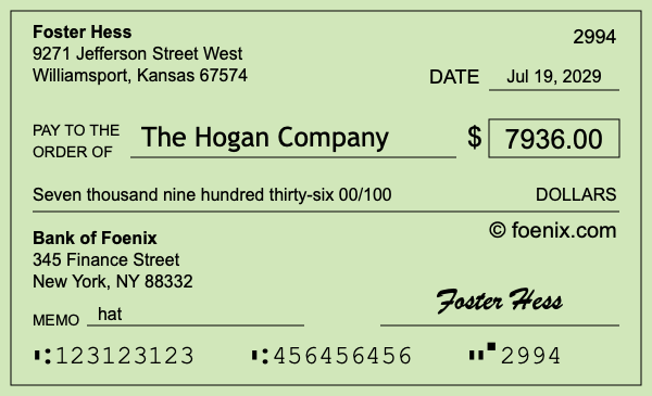 How to write a check for $7,936