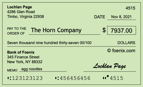 How to write a check for $7,937